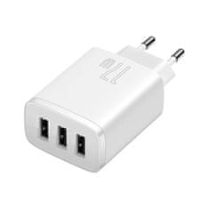 BASEUS Compact síťová nabíječka 3x USB 17W, bíla