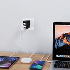 GaN síťová nabíječka 2x USB-C / 2x USB 140W, černá