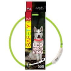 Plaček Obojek DOG FANTASY LED nylonový zelený M-L 1 ks