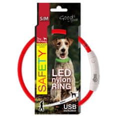 Plaček Obojek DOG FANTASY LED nylonový červený S-M 1 ks