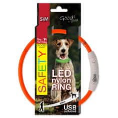 Plaček Obojek DOG FANTASY LED nylonový oranžový S-M 1 ks