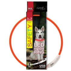Plaček Obojek DOG FANTASY LED nylonový oranžový M-L 1 ks
