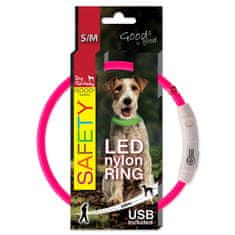 Plaček Obojek DOG FANTASY LED nylonový růžový S-M 1 ks