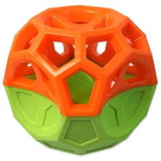 Plaček Hračka DOG FANTASY Míček s geometrickými obrazci pískací oranžovo-zelená 8,5 cm