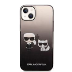 Karl Lagerfeld  Gradient Karl and Choupette Zadní Kryt pro iPhone 14 Plus Black