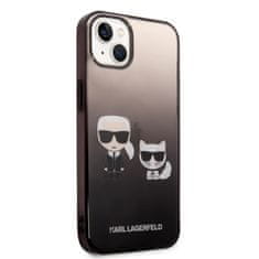 Karl Lagerfeld  Gradient Karl and Choupette Zadní Kryt pro iPhone 14 Plus Black