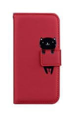 TopQ Pouzdro Xiaomi Redmi Note 11 Pro knížkové vínové s kočičkou 84192