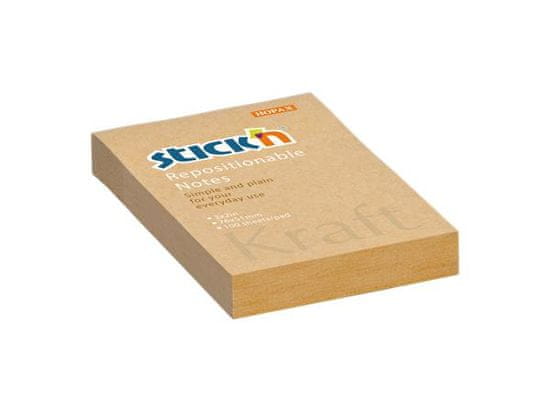 STICK´N Samolepicí bloček "Kraft Notes", hnědá barva, 76 x 51 mm, 100 listů, 21638