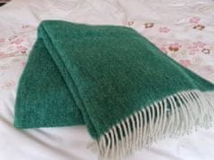 Inny Vlněná deka jednobarevná s třásněmi smaragdově zelená