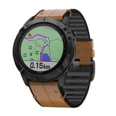 X-Site Řemínek pro Garmin QuickFit silikon/kožený 22mm světle hnědý