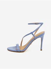 Guess Světle modré dámské kožené sandály na podpatku Guess Kadera 39