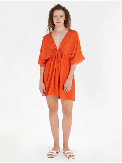 Tommy Hilfiger Oranžové dámské šaty Tommy Hilfiger Cover Up Short Dress SS