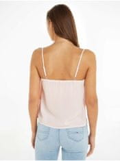 Tommy Jeans Světle růžové dámské tílko s krajkou Tommy Jeans Essential Lace Strappy Top XS