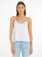 Tommy Jeans Bílé dámské tílko s krajkou Tommy Jeans Essential Lace Strappy M