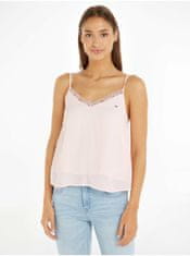 Tommy Jeans Světle růžové dámské tílko s krajkou Tommy Jeans Essential Lace Strappy Top XS