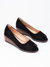Amiatex Komfortní černé dámské lodičky na klínku + Ponožky Gatta Calzino Strech, černé, 37