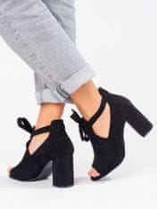 Amiatex Exkluzívní dámské černé kotníčkové boty na širokém podpatku + Ponožky Gatta Calzino Strech, černé, 41
