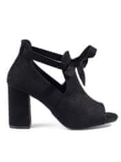 Amiatex Exkluzívní dámské černé kotníčkové boty na širokém podpatku, černé, 41