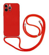 TopQ Kryt iPhone 14 Pro červený se šňůrkou 92647