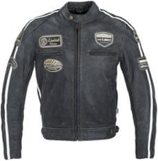 W-TEC Pánská kožená moto bunda Dark Vintage (Velikost: 5XL, Barva: tmavě šedá)