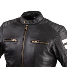 W-TEC Pánská kožená moto bunda Stripe (Velikost: 5XL, Barva: černá s béžovými pruhy)