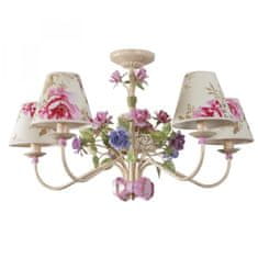 LIGHT FOR HOME Lustr přisazený ke stropu 8905 "Romance", 5x40W, E14, béžová, růžová, fialový