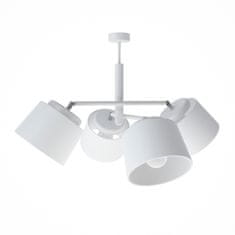 LIGHT FOR HOME Designový kovový bílý lustr na tyči se čtyřmi bílými textilními stínítky. 60699 "Lefor", 4x60W, E27, Bílá