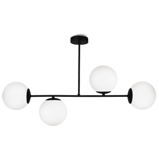 LIGHT FOR HOME Lustr na tyči s mléčně skleněnými kuličkami PALERMO 2390/4, 4x40W, E 14, Černá