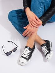 Amiatex Trendy tenisky černé dámské bez podpatku + Ponožky Gatta Calzino Strech, černé, 38