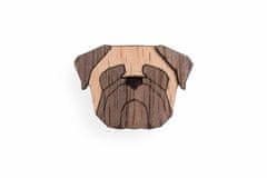 BeWooden Brož Pug hnědá One size