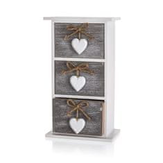 HOME DECOR Polička SOLID HEART, 3 šuplíky, sada 2 ks