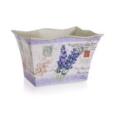 HOME DECOR Květináč plechový obdélník LAVENDER 20,5 x 15,5 x 13 cm, sada 5 ks