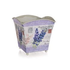 HOME DECOR Květináč plechový čtvercový LAVENDER 16 x 16 x 16 cm, sada 6 ks