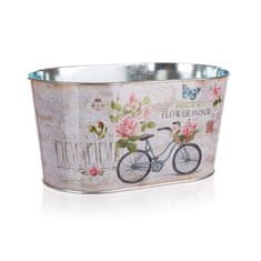 HOME DECOR Květináč plechový oválný BICYCLE 22,5 x 13,5 x 11 cm, sada 4 ks