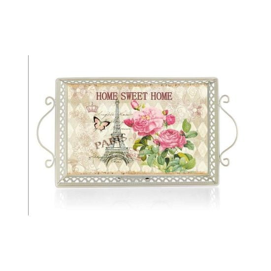 HOME DECOR Podnos plechový HOME SWEET 41 x 23 x 4,5/9 cm, sada 4 ks