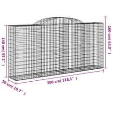 Petromila Klenuté gabionové koše 4 ks 300x50x140/160cm pozinkované železo