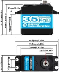 YUNIQUE GREEN-CLEAN DS3235 PRO 7.4V 35KG Coreless digitální servomotor s 18T vačkou pro robotický model kamionu Baja Car 1/10 (180 stupňů)