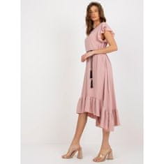 Factoryprice Dámské šaty s volánem a páskem PAVOLA světle růžové MI-SK-59101.31_397557 Univerzální