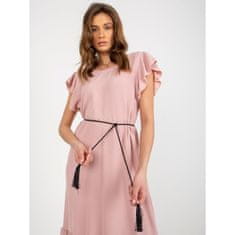 Factoryprice Dámské šaty s volánem a páskem PAVOLA světle růžové MI-SK-59101.31_397557 Univerzální