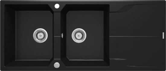BPS-koupelny Dřez Andante Flush 2 komory + odkapávač , granit - ZQN N213 černý