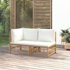 Greatstore 2dílná zahradní sedací souprava krémově bílé podušky bambus