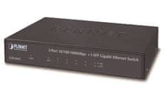 Planet GSD-603F Gigabit switch 5x 1000Base-T(RJ-45) + 1x SFP, kov, EuP