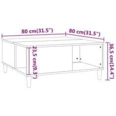 Greatstore Konferenční stolek hnědý dub 80 x 80 x 36,5 cm kompozitní dřevo