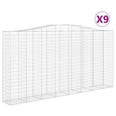 Vidaxl Klenuté gabionové koše 9 ks 400x50x200/220cm pozinkované železo