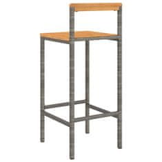 Vidaxl Barové stoličky 4 ks šedé polyratan a masivní akáciové dřevo