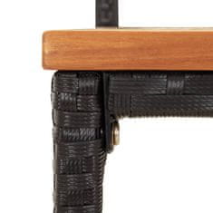 Vidaxl Barové stoličky 2 ks černé polyratan a masivní akáciové dřevo