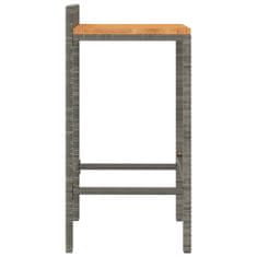 Vidaxl Barové stoličky 2 ks šedé polyratan a masivní akáciové dřevo