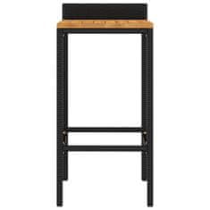 Vidaxl Barové stoličky 4 ks černé polyratan a masivní akáciové dřevo
