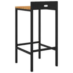 Vidaxl Barové stoličky 4 ks černé polyratan a masivní akáciové dřevo