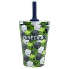 Stor Nerezová termo sklenička se silikonovou brčkem MINECRAFT, 360ml, 40498